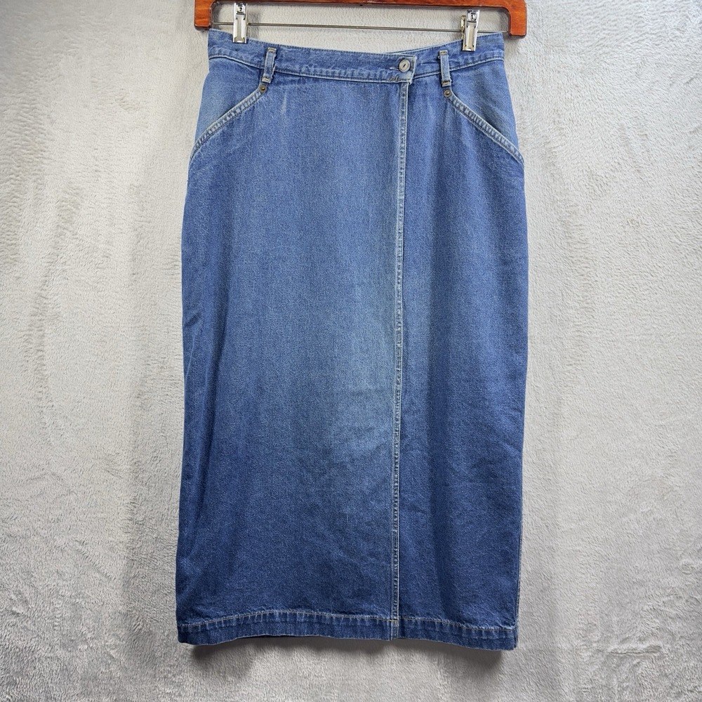 Vintage Dockers Denim Wrap Skirt Women's Tag Sz 12 Modest Made in USA 90s